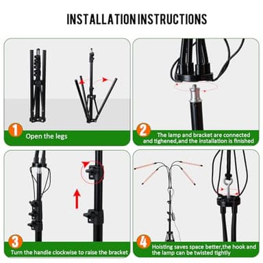 WTINTELL LED Grow Lights for Indoor Plants,LED Plant Grow Light with Stand,Led Full Spectrum,10 Dimmable Levels,3 Modes Timing,Tripod Adjustable 15-72 inch. - Image 7
