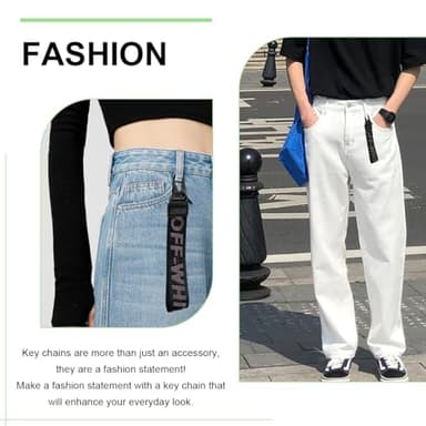 DXNQ Car Keychain, Fabric Keychain Wrist Lanyard, Key Ring for Cars Keys Wallets Jeans Decoration, Car Accessories (Black) - Image 5