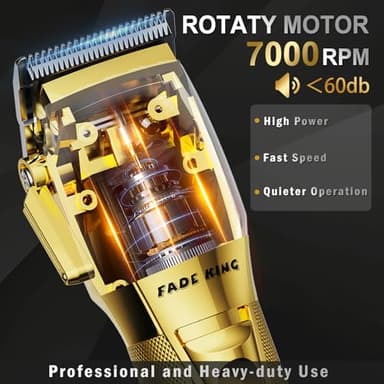 FADEKING® Professional Hair Clippers for Men - Cordless Hair Clippers, LCD Display Barber Clippers for Hair Cutting & Mens Grooming with Travel Case (Gold+Bronze) - Image 5