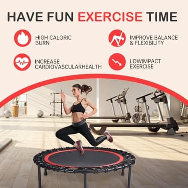 40" Foldable Rebounder Trampoline for Adults - Silent Fitness Bungee Rebounder, Home Exercise Trampoline for Low Impact Cardio, Indoor/Outdoor Portable Workout Trampoline - Image 8