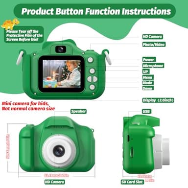 Upgrade Dinosaur Kids Camera, Christmas Birthday Gifts for Girls Boys 3-12, 1080P HD Selfie Digital Video Camera for Toddlers, Cute Portable Little Girls Boys Gifts Toys for 3 4 5 6 7 8 9 Years Old - Image 8