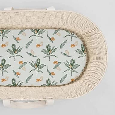 Stretch Fitted Bassinet Sheet Set BROLEX 2 Pack Cradle Sheets for Bassinet Pad/Mattress,Unisex Boys Girls,Ultra Soft,Giraffe Leaf - Image 5