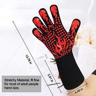 Comsmart BBQ Gloves, 1472 Degree F Heat Resistant Grilling Gloves Silicone Non-Slip Oven Gloves Long Kitchen Gloves for Barbecue, Cooking, Baking, Cutting - Image 3