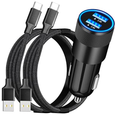 【Apple MFi Certified】iPhone 16 Car Charger Fast Charging, Rombica 4.8A USB Car Power Cigarette Lighter USB-C Car Charger with 2Pack Tyep-C Braided Cable for iPhone 16 Pro/16 Pro Max/15/15 Pro/iPad Pro - Image 1