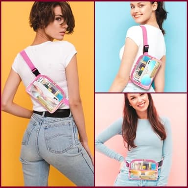 Clear Fanny Pack, Clear Bag Stadium Approved For Women, Waterproof Clear Belt Bag With Adjustable Strap Perfect for Music Festivals, Sports, Concerts And Outdoor Sport Events(Pink) - Image 5