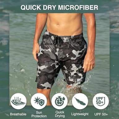 Kanu Surf Men's Barracuda Swim Trunks (Regular & Extended Sizes), Camo Black, 4X - Image 3