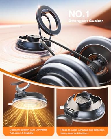 SUPERONE for Magsafe Car Mount [Powerful Suction] Magnetic Phone Holder for Car Dash Windshield, Suction Cup Phone Mount for iPhone 17/16 Pro Max Plus 15 14 13 12/Magsafe Case/All Car Models - Image 3