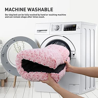 KSIIA Washable Dog Bed Deluxe Plush Dog Crate Beds Comfy Kennel Pad Anti-Slip Pet Sleeping Mat for Large, Jumbo, Medium, Small Dogs Breeds, 41" x 27", Pink - Image 5