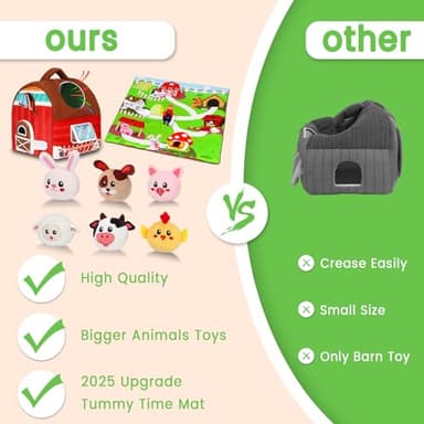 Baby Toys 6-12 Months - Soft Barn Toy with Stuffed Farm Animals, Rattle - Montessori Toys for Babies 6-12 Months Sensory Infant Toy for Toddlers 1-3 Year Old Boys Girls Baby Birthday Gifts - Image 6