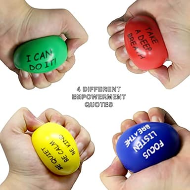 ALMAH Motivational Stress Balls for Kids and Adults (4 Pack), Stress Relief Balls, Hand Exercise Therapy Balls for Anxiety, Fidget, Tension, Manage Anger and Stress - Image 2