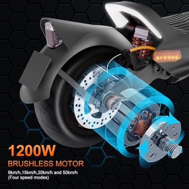 CUNFON Electric Scooter, 1200W Motor, MAX 50 Miles Long Range & 31 mph Top Speed, with 10.5" Off Road Tires, Dual Brake & Dual Suspension Commuting E-Scooter for Adults and Teens - Image 6