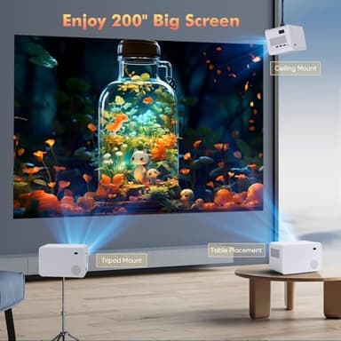 Wielio Projector with WiFi and Bluetooth Native 1080P Full HD Projector 18000 Lumens Outdoor 200" Projection Screen Video Movie Proyector Compatible with Smartphone, HDMI,USB,AV,Fire Stick, PS5, White - Image 5