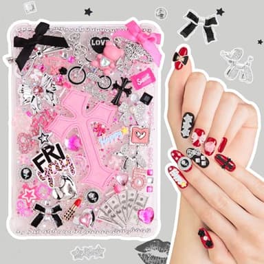 2380 Pcs Junk Phone Case Charms Kit,Charms for Customizing Diy Cases ，With Nail Accessories,Cute Bow,Flatback Pearls,Star,Love, Candy,Letter Beads,Cute Aesthetic Big Decor for Personalization - Image 4