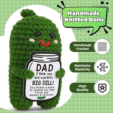 MAMAGIFTREE Christmas Dad Gifts from Daughter or Son, Birthday Gifts for Dad - I Love Best Dad Ever Gifts Thank You Daddy Gift Funny Handmade Crochet Pickle Plush Fathers Day Gifts - Image 3