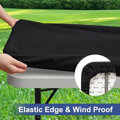 homing 2 Pack Rectangle Table Cloth, Elastic Fitted Fabric Tablecloth Fits for 6 Foot Folding Tables, Washable Table Cover for Picnic, Camping, Indoor & Outdoor (Black, 30" x 72") - Image 3