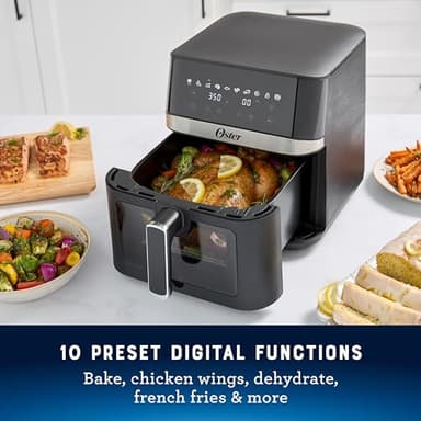 Oster 6 Quart Digital Air Fryer with Window, Large Capacity Airfryer for Easy Cooking - Image 2