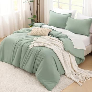 Litanika King Size Comforter Set Sage Green, 3 Pieces Lightweight Solid Comforter King Size, All Season Fluffy Down Alternative Comforter Bed Set Quilt Blanket - Image 4