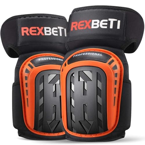 REXBETI Knee Pads for Work, Construction Knee Pads for Men, Heavy Duty Comfortable Anti-slip Foam Gel Knee Pads for Gardening Flooring and Cleaning, Strong Stretchable Straps, Orange - Image 1