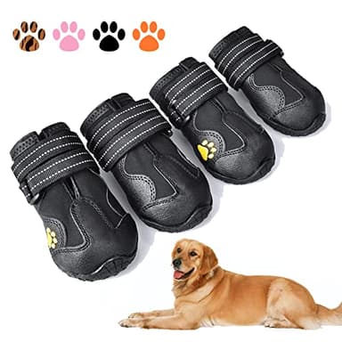 XSY&G Dog Boots,Waterproof Dog Shoes,Dog Booties with Reflective Rugged Anti-Slip Sole and Skid-Proof,Outdoor Dog Shoes for Medium Dogs 4Pcs-Size 1 - Image 1