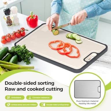 Titanium Cutting Board for Kitchen, Cutting Board Double Sided Food Grade, Pure Titanium and Wheat Straw PP, Easy to Clean Large Size 16”×11” - Image 2