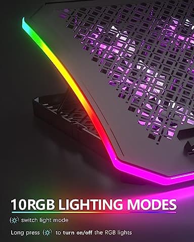 KeiBn Laptop Cooling Pad, Gaming Laptop Fan Cooling Pad with 9 Quiet Fans, RGB Laptop Cooler for 15.6-17.3 Inch, Cooling Pad for Laptop with 7 Height Stands, 2 USB Ports, Phone Stand-Purple - Image 5
