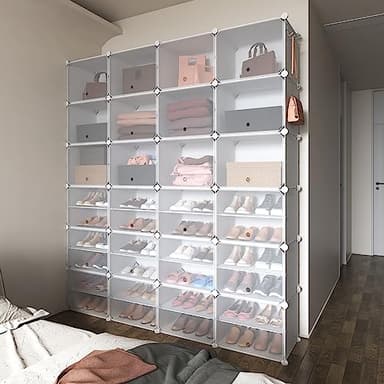 ROJASOP Shoe Storage Cabinet, 12-Tier Shoe Organizer 96 Pairs Extra Large Plastic Shoe Rack with Covers Portable Shoe Rack Organizer with Doors Big Shoe Rack for Closet Entryway Bedroom - Image 8