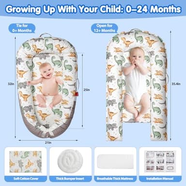 BUTOA Baby Lounger - Baby Lounger for Newborn 0-24 Months, Breathable & Soft Baby Nest, Portable and Lightweight Infant Lounger for Home and Travel, Ideal Newborn Babies Essentials Baby Shower Gifts - Image 6
