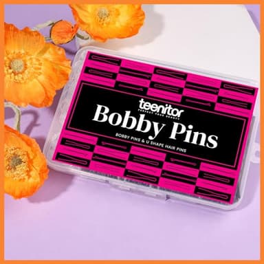 Teenitor 300pcs Bobby Pins Hair Pins Kit, 100 Hair Pin for Women 100 Bobby Pins Brown and 100 Hair Bands, Hair Pins for Buns 2inch 2.36inch 2.75inch - Image 3