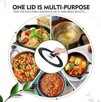 Universal Lids for Pots, Pans & Skillets - Fits 7", 8" & 9" Diameter, 10", 11" & 12" Diameter Cookware, Tempered Glass with High Heat Resistant Silicone Rim (2PK - Image 3