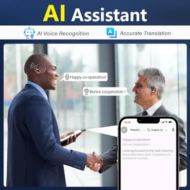 AI Translation Earbuds Real Time, 144 Languages Translator Earbuds Device, 5-in-1 Translation Music Calls Transcription AI Assistant Wireless Headphones Travel Business Learning (Black) - Image 3