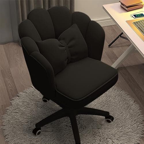 HDHNBA Vanity Chair Velvet Petal Desk Chair Upholstered Modern Tufted Home Office Chair with Back, Height Adjustable Computer Task Chair for Bedroom Living Room - Image 1
