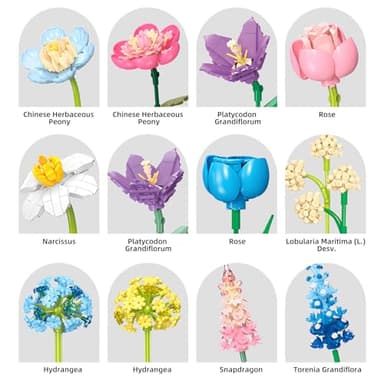 SUNHABI Flower Building Set for Adults Flower Bouquet Botanical Collection Unique Home Décor or Office Décor Great Gift for Her and Him (VASE NOT Included) - Image 7