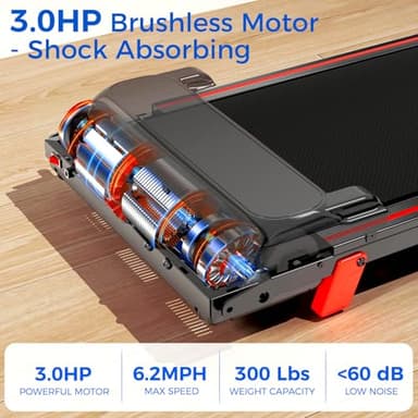 Treadmill with 5% Incline, Walking Pad Treadmill with Handle Bar, Portable Folding Treadmills for Running and Walking, 3.0HP Brushless Motorized, 5 Layers Shock-Absorbing - Image 7