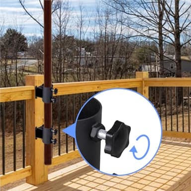 YZZHAJ Patio Umbrella Holder Heavy-Duty Adjustable Metal Sun Umbrella Clamp Stand Umbrella Clamp Mount Bracket for Deck Railing，Outdoor Courtyard,Balcony,Boats（Fit Max OD 2 inch） (2) - Image 6