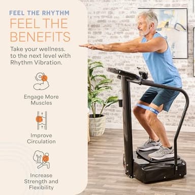 Lifepro Rhythm Vibration Plate Exercise Machine with Handles for Balance Support – Vibrating Plate for Lymphatic Drainage, Circulation & Recovery, Heart Rate Sensor, Phone Holder, 99 Speed Levels - Image 3