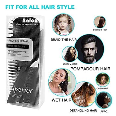 Balon Hair Brush for Women and Men, 4Pcs Paddle Brush Detangling Brush Hair Comb Set for Long Thick Thin Curly Hair, Hairbrush Great On Wet or Dry, No More Tangle - Image 6