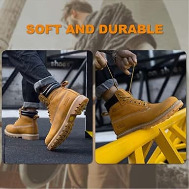 Work Boots for Men Waterproof Soft Toe Non Slip Comfortable Leather Workboots - Image 5