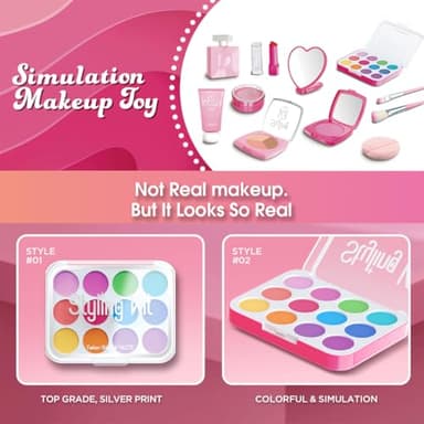 Fake Makeup Kits for Girls Toys 3 4 5 Years Old, Pretend Makeup Toys for Girls Birthday Gifts 3-5 Years Old - Image 4