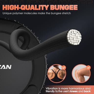 BCAN Adult Mini Trampoline, 48" Fitness Trampoline with Bungees, U Shape Adjustable Foam Handle, Stable & Quiet, Indoor Outdoor Workout-Black - Image 2