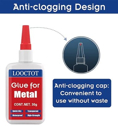 LOOCTOT 30g Metal Glue,Small Piece Metal Repair, Super Instant Glue Bonding Between Metals, Metals and Other Materials,Quick-Dry Waterproof Clear - Image 2