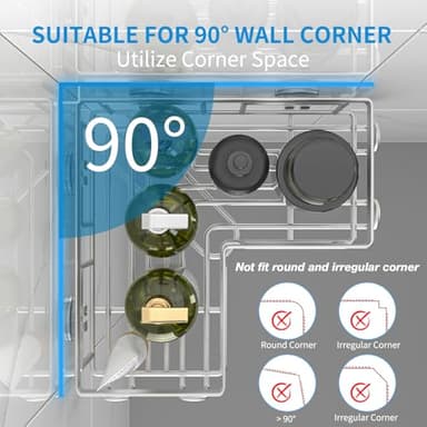 Youvip Adhesive Corner Shower Caddy - No Drilling Wall Mounted Shower Shelves-Rustproof, Organizer for Bathroom with Soap Holder. Silver - Image 3