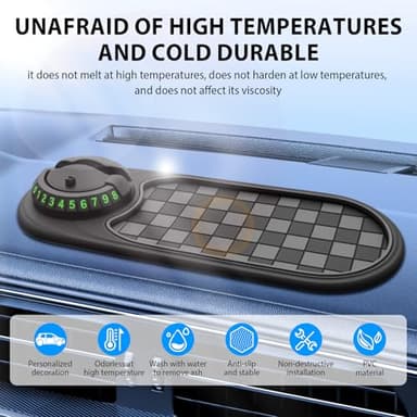 Lalalancer-Multifunction Car Anti-Slip Mat, Rotatable Anti Skid Car Dashboard Pad with Temporary Parking Numbe, Universal Car Phone Holder, and Large Pad for Phones Sunglasses Keys Gadgets(Grey) - Image 5