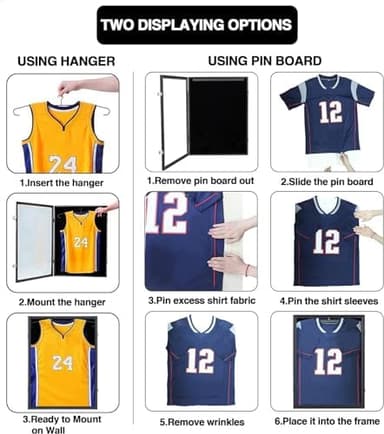 Jersey Frame Display Case, Large Lockable Shadow Box Sports Jersey Frame with 98% UV Protection Acrylic and 2 Hanger for Baseball Basketball Football Soccer Hockey Shirt,Uniform, Graduates Black - Image 5