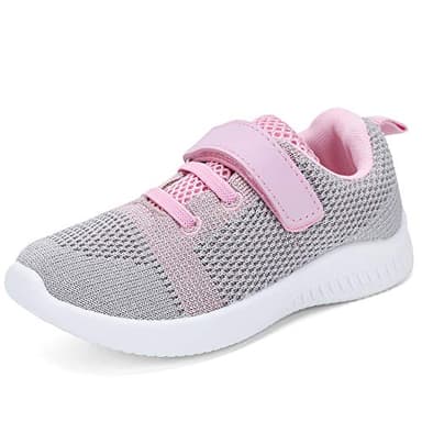 nerteo Toddler Girls Shoes Kids Comfort Walking Shoes Cute Tennis Running Sneakers Light Grey/Pink 8 M US Toddler - Image 2