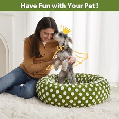 BFPETHOME Donut Dog Beds for Small Dogs, Round Cat Beds for Indoor Cats, Calming Pet Bed for Puppy and Kitty with Non-Slip Bottom, Cute Fancy Dog Bed Machine Washable Plush Fabric - Image 4