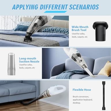 FUOAYOC Handheld Vacuum Cordless, Hand Vacuum Cordless Rechargeable with LED Light/Multi Accessories,1.6lbs Car Portable Vacuum Cleaner for Pet Hair, Home, Car, Office - Image 5