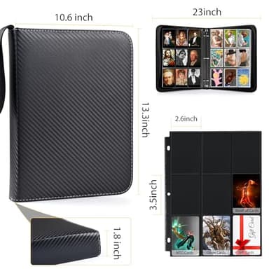 WOT I Trading Card Binder, 630 Pockets Sleeves with Zipper, Double Sided Pockets Card Holder Carry Case for Baseball Card, Football Card - Image 2