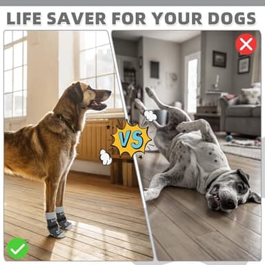 KOOLTAIL Dog Socks for Hot/Cold Pavement to Prevent Licking Paws,Dog Boots&Paw Protector for Hardwood Floors Anti Slip,Traction Control No Twist Grip Booties for Small Medium Large Senior Dogs L - Image 4