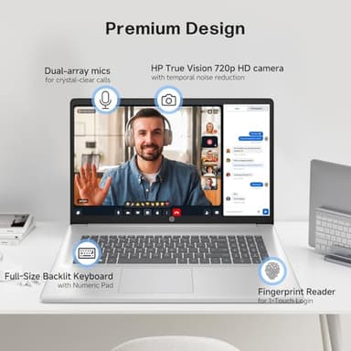 HP 17 Inch Laptop Computer for Business & Students, 17.3" HD+ Display, Intel 10-Core i5-1334U Up to 4.6 GHz, 64 GB RAM, 2 TB SSD, Fingerprint Reader, Backlit Keyboard, Wi-Fi 6, Webcam, Windows 11 Pro - Image 7