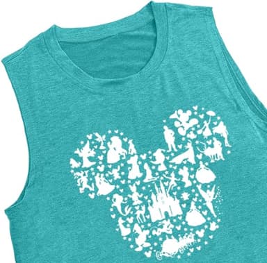 Magical Tanks Tops for Women Magic Kingdom Castle Shirt Castle Fairy Graphic Tee Girls Trip Summer Vacation Sleeveless Tops-XL (Mint Green) - Image 4